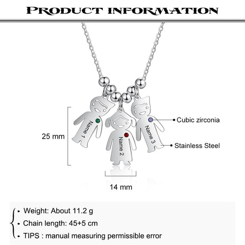 Boy Girl Pendant Name Necklace Customized Birthstone Jewelry Gift