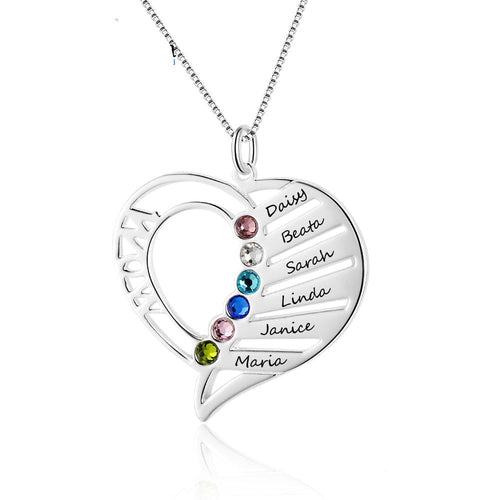 Name Necklace Personalized Birthstone Engrave Name Pendants