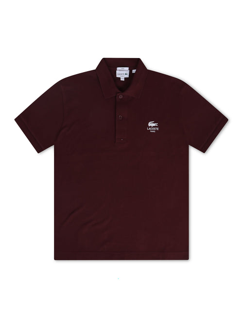 Lacoste Signature Print Polo Shirt - Bordeaux