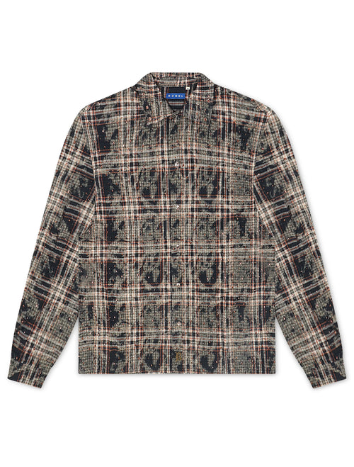 Rebel Denim Rhinestone Flannel - Navy