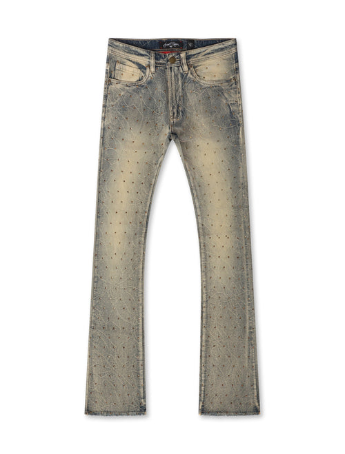 Frost Originals All Over Rhinestone Stacked Jean - Dirt Wash