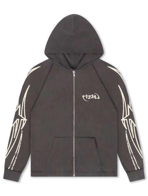 BLDG4 Streak Zip-up Hoodie - Charcoal Art