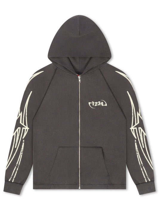 BLDG4 Streak Zip-up Hoodie - Charcoal Art