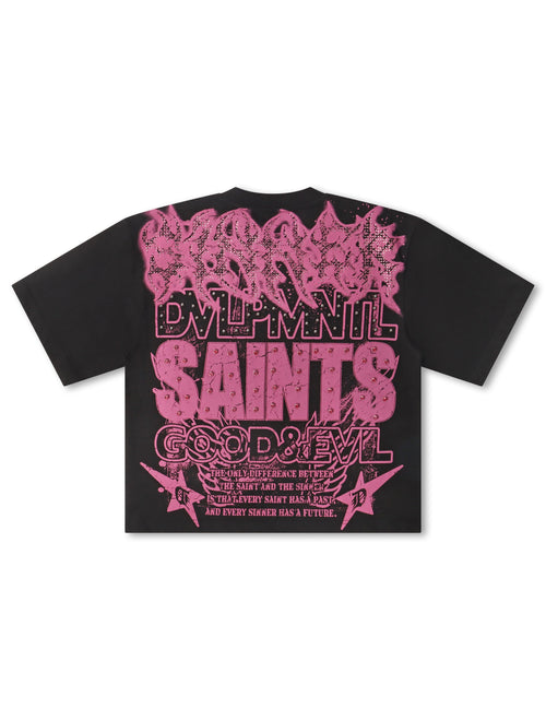 Rebel Denim Developmental Saints Cropped Tee - Black