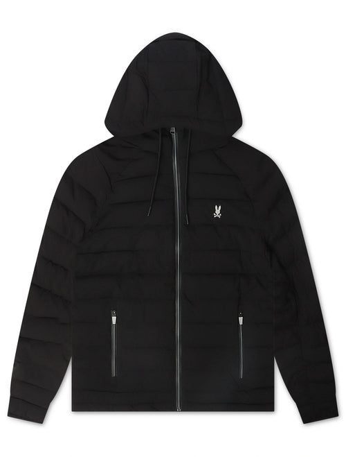 Psycho Bunny Mens Humphrey Hooded Puffer Jacket - Black