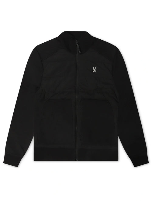 Psycho Bunny Mens Michael Mixed Media Zip Flannel - Black