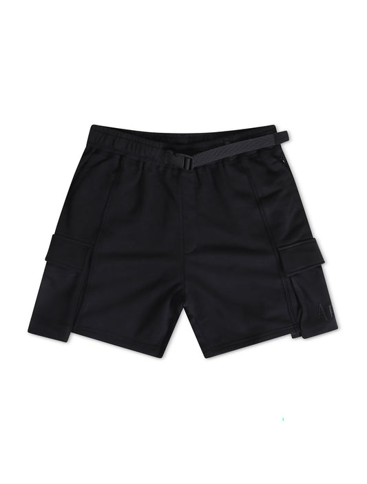 Apastime Vacation in Portugal French Terry Belted Shorts - Black