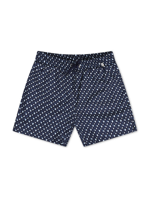 Boss Monogram Print Swim Shorts - Blue