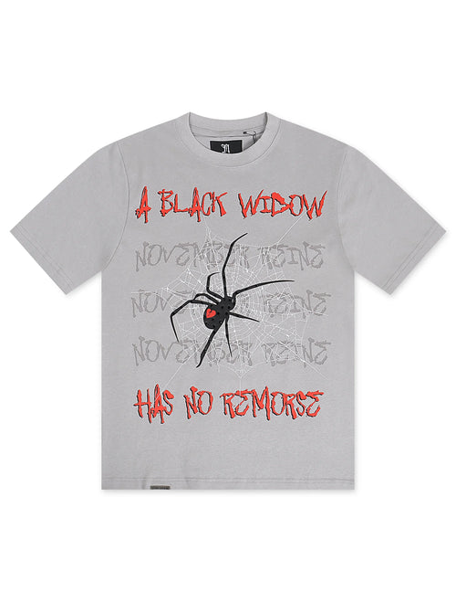 November Reine A Black Widow Heavyweight Tee With Stones - Grey
