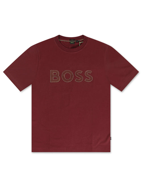 Hugo Boss Stretch Cotton Tee Logo - Burgundy