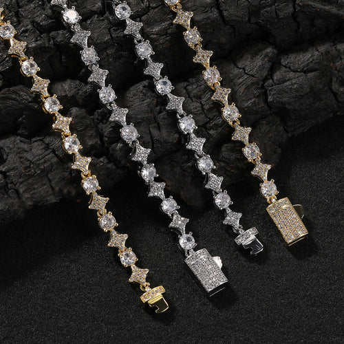 Star zircon tennis chain necklace