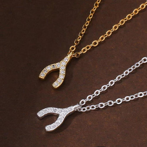 Diamond wishbone necklace