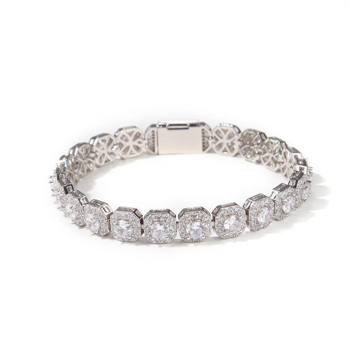Hip-hop 9mm square rock candy zircon bracelet
