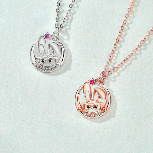 Cute Rabbit Inlaid Zircon Necklace Sterling Silver 925 Personality Clavicle Chain