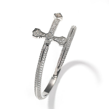 Hip-hop full-diamond justice sword bracelet inlaid with zircon