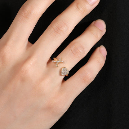 Hip-hop zircon-encrusted 26 English letters ring