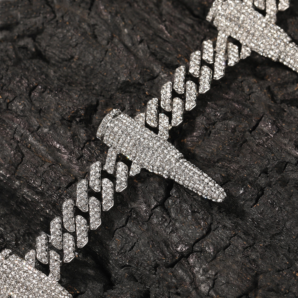 Hip-hop diamond-encrusted black panther necklace