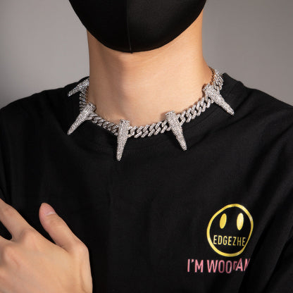 Hip-hop diamond-encrusted black panther necklace