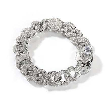 Hip-hop zircon-encrusted sun, star and eye necklace