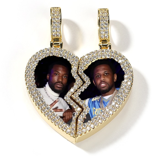 magnetic necklace for couples custom heart photo pendant