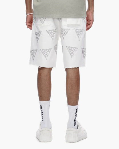 Valabasas Palace Rhinestone Shorts - White